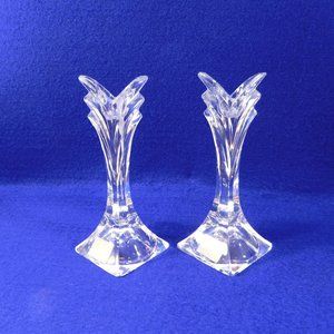 Vintage Pair of Tulip Mikasa Lead Crystal Candlesticks 5.25"